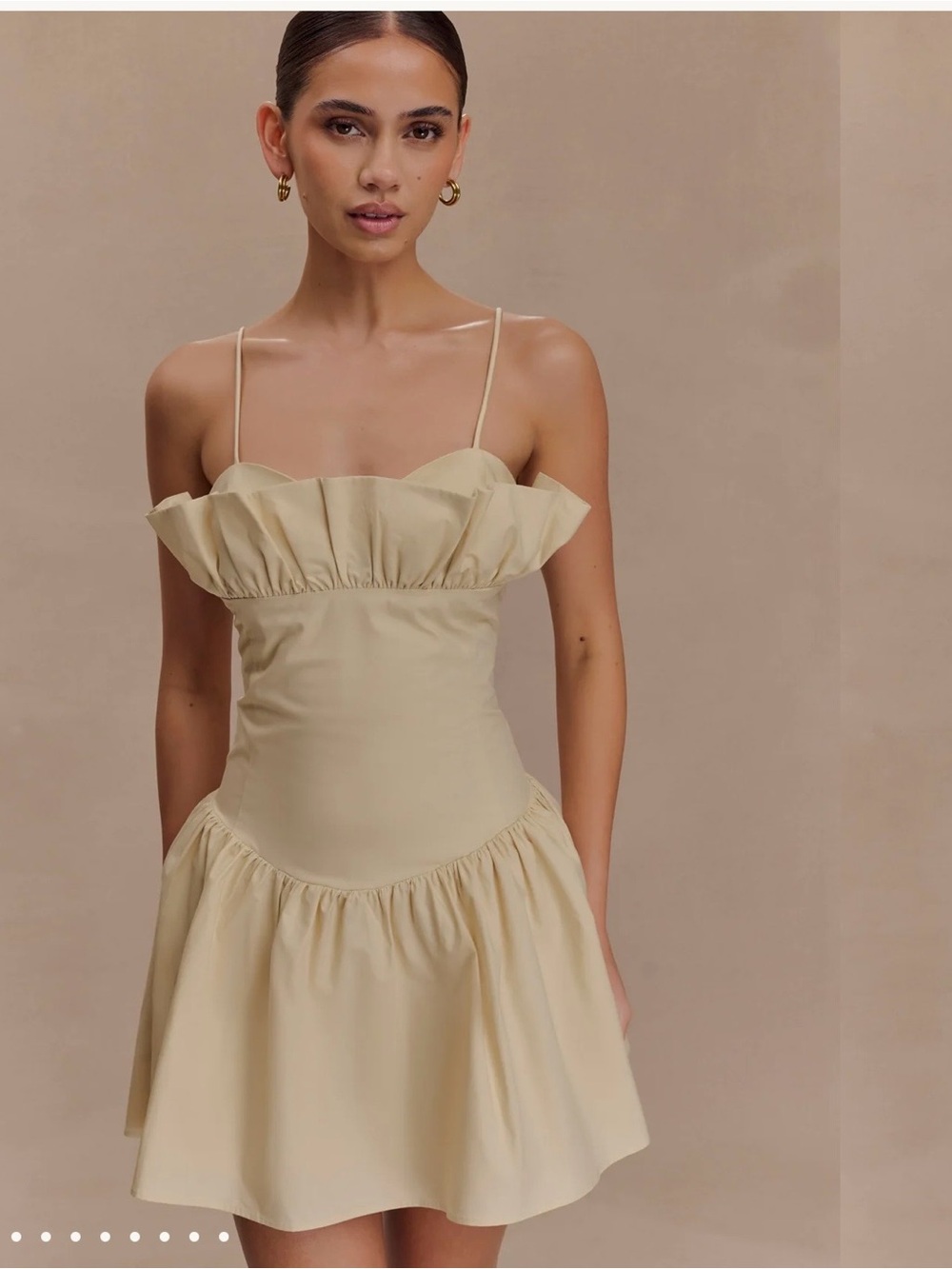 Meshki Cream Ruffle Mini Dress